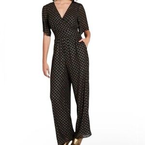 Modcloth Black and Gold Geometric Jumpsuit